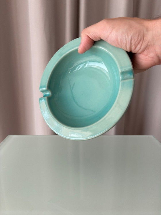 Posacenere Vintage in Ceramica d'Arte – Smalto Verde Acqua / Celadon – Anni '70 – Regali (photo 5 of 7)