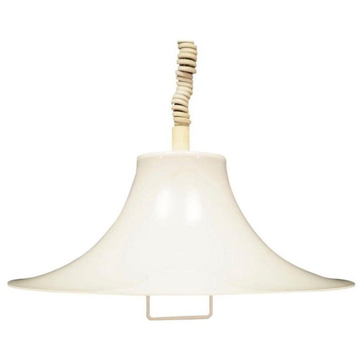 Lampe suspendue blanche, design danois, années 1970, fabricant : Fog & Morup