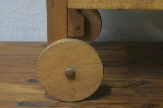Image 1 of Carrello da portata brutalista in rovere, Danimarca 1950-60