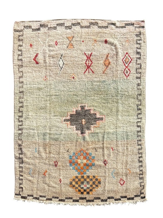 Image 1 of Moroccan Pink Boujad Wool rug 200x300 cm - Berber rug -Vintage Moroccan rug