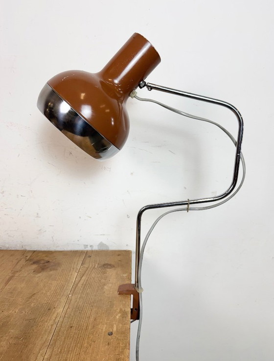 Image 1 of Bruine industriële bureaulamp, jaren 70