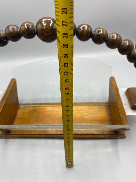 Large Art Deco letter holder in turned wood and textured glass – Decorative Objects, Metal (photo 7 of 7)