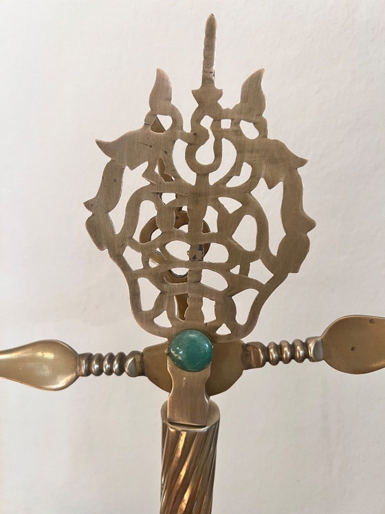 Báscula antigua de latón y mármol, Objetos decorativos, Dorado, Klassiek (foto 4 de 5)