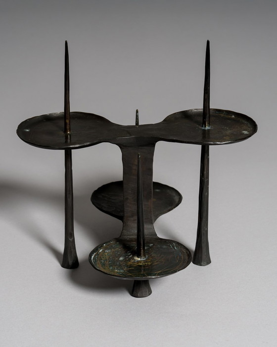 Image 1 of Brutalist Bronze Candleholder by Bergmeister Kunstschmiede, Germany, 1970s