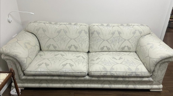 Two two-seater sofas and three armchairs, cream-colored with pattern, Lounge sets, Textile, Creme, Classicisme (photo 4 of 5)