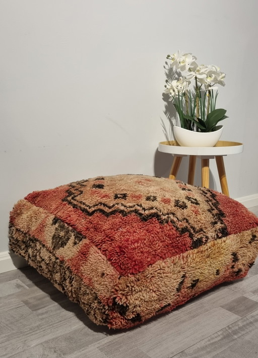 Pouf marocain, Pouf berbère vintage en laine véritable