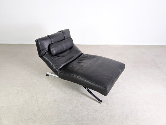 Image 1 of Originele Niels Eilersen fauteuil Jens Juul lounger leer zwart 1980