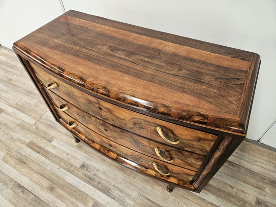 Image 1 of Toscaanse art deco commode uit de jaren 1940 van wortelnotenhout.
