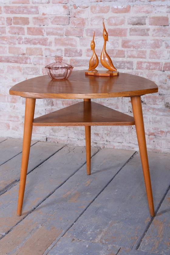 Restored Mid-Century Small Wooden Table, by Český Nábytek-NP Jičín, Czech, 1950s – Side tables (photo 7 of 8)