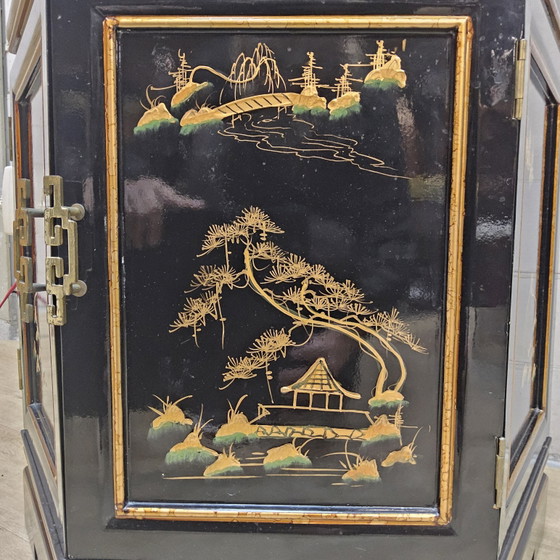 Vitrine Chinoise Vintage Toit Pagode (Éclairage) Armoire Bohème – Wood, Glass (photo 9 of 15)