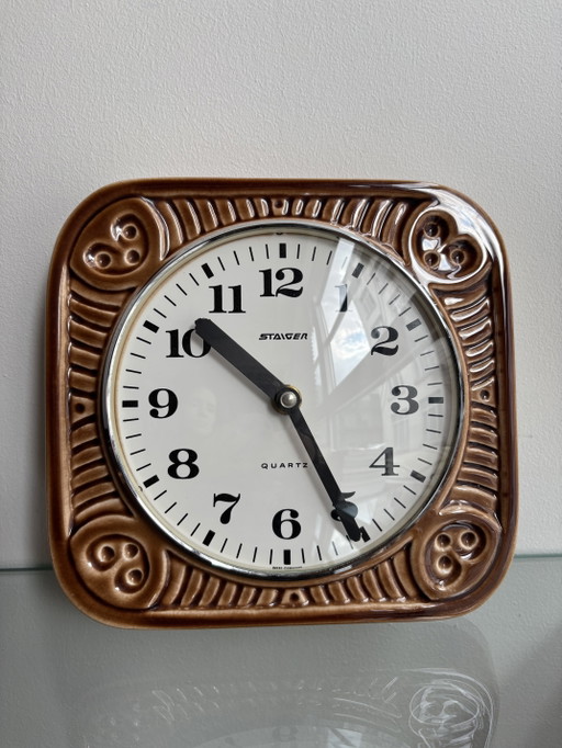 Staiger Quartz Ceramic Wall Clock – West Germany – 1970s – klokken, Metal (photo 2 of 5)