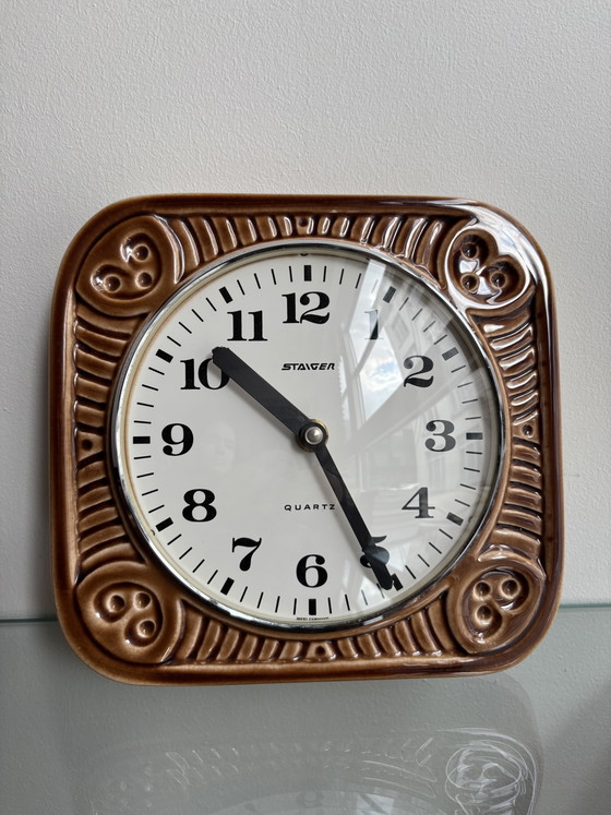 Staiger Quartz Ceramic Wall Clock – West Germany – 1970s – Metal (photo 2 of 5)