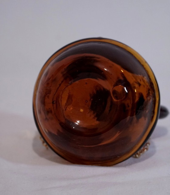 Image 1 of Vintage Amber Glass Spanish "Aceite" Cruet – Mid-Century Mediterranean Style