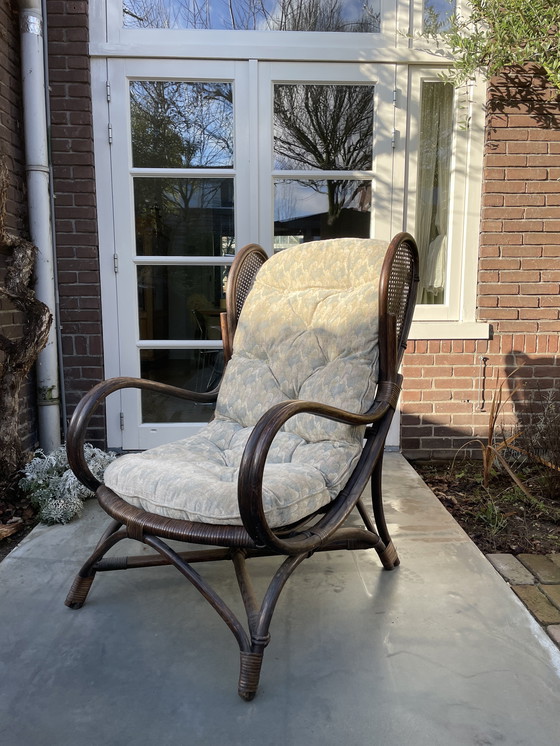 Image 1 of Vintage rotan en wicker bergère oorfauteuil Gio Ponti stijl