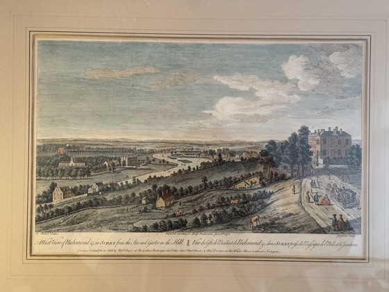 Image 1 of Large Antique 1750s Framed Print – Richmond Hill, Surrey – Sayer & Overton