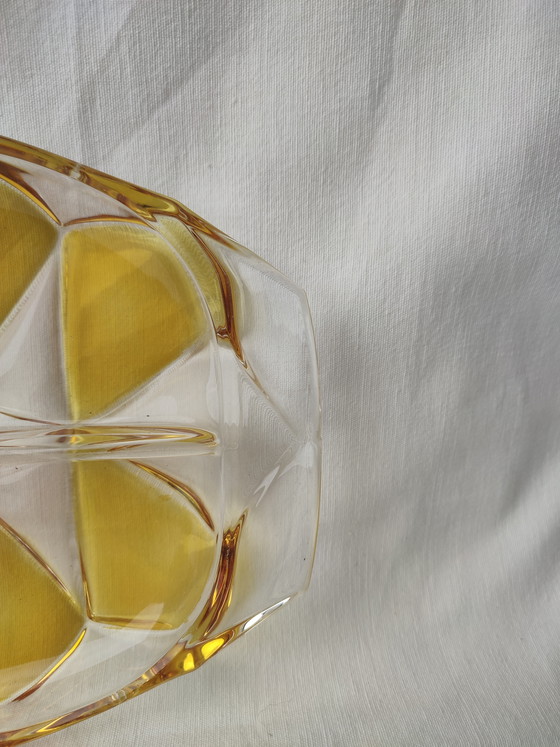Image 1 of Plat de service en verre Walther pour amuse-gueules, tapas, noix, Ambre '60