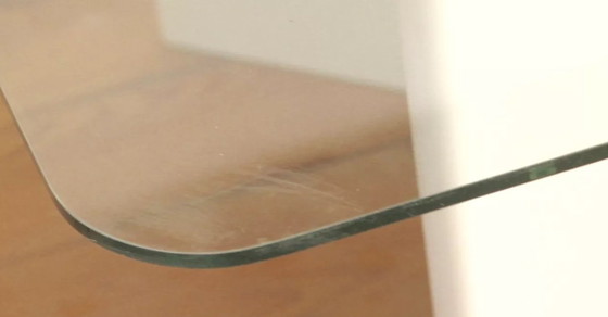 Image 1 of Table Basse Bois Laqué et Dalle de Verre