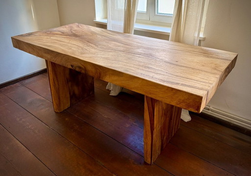 Tavolo/scrivania di design in legno massello di teak, 180 cm, piano 10 cm