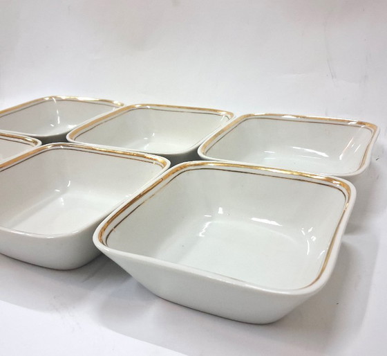 Image 1 of Vintage set of six square porcelain dessert bowls