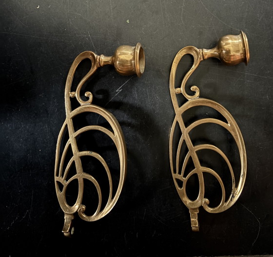 Set Antieke Pianokandelaren Circa 1920 Incl. Ophangsysteem – Decoratieve objecten, Copper, Brass (photo 6 of 6)