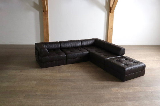 Image 1 of De Sede DS-88 Modular Sofa In Dark brown Patchwork Leather, Switzerland 1970s