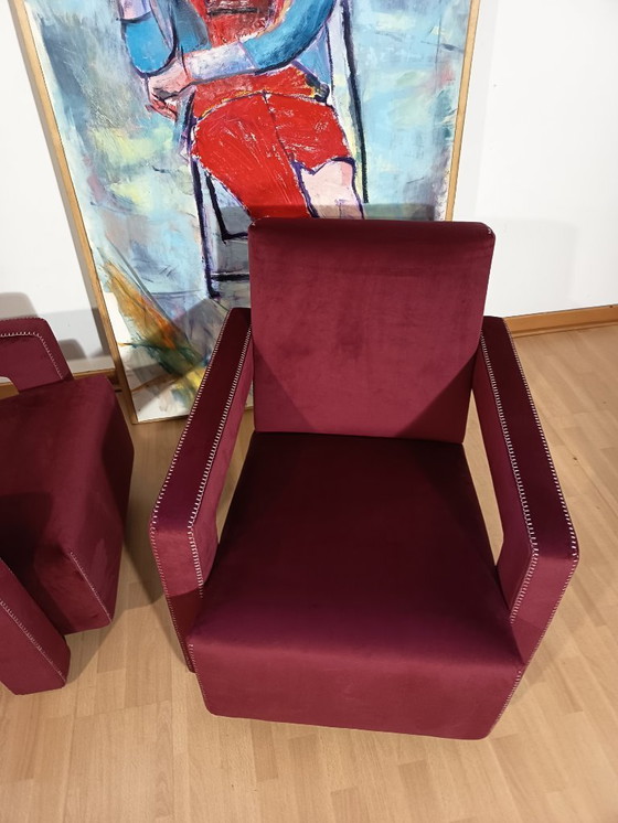 Image 1 of CASSINA 2X Poltrone 637 UTRECHT  (NUOVE MAI USATE) in Velluto 13L Ortigia/Plum con Cuciture in filo Naturale a punta Cavallo