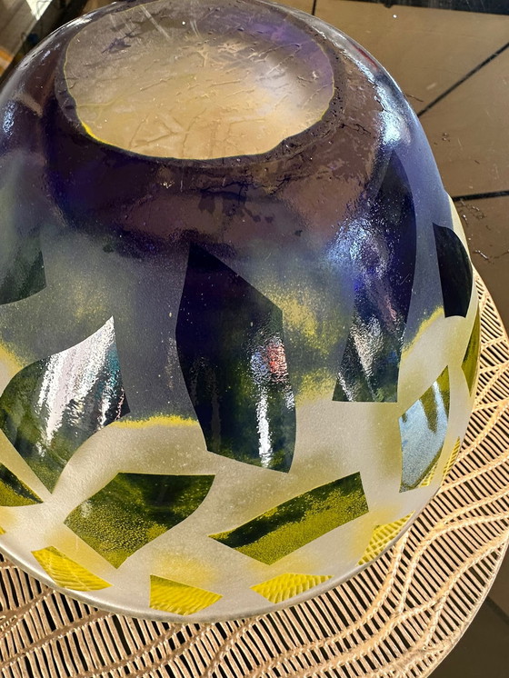 Image 1 of Magnifique bol en verre soufflé à la main Unique 30 cm