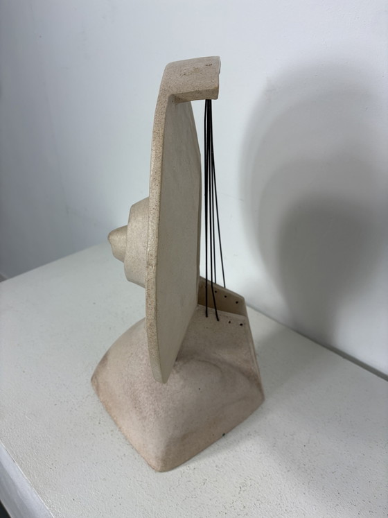 Image 1 of Large Brutalist Ceramic Sculpture with Circular Shapes Geometric Shape Woman ca. 1970