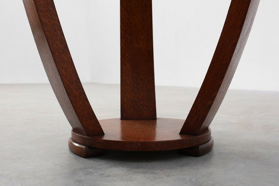 Image 1 of Art Deco side table in wood and chess style veneered top, France ca. 1940
