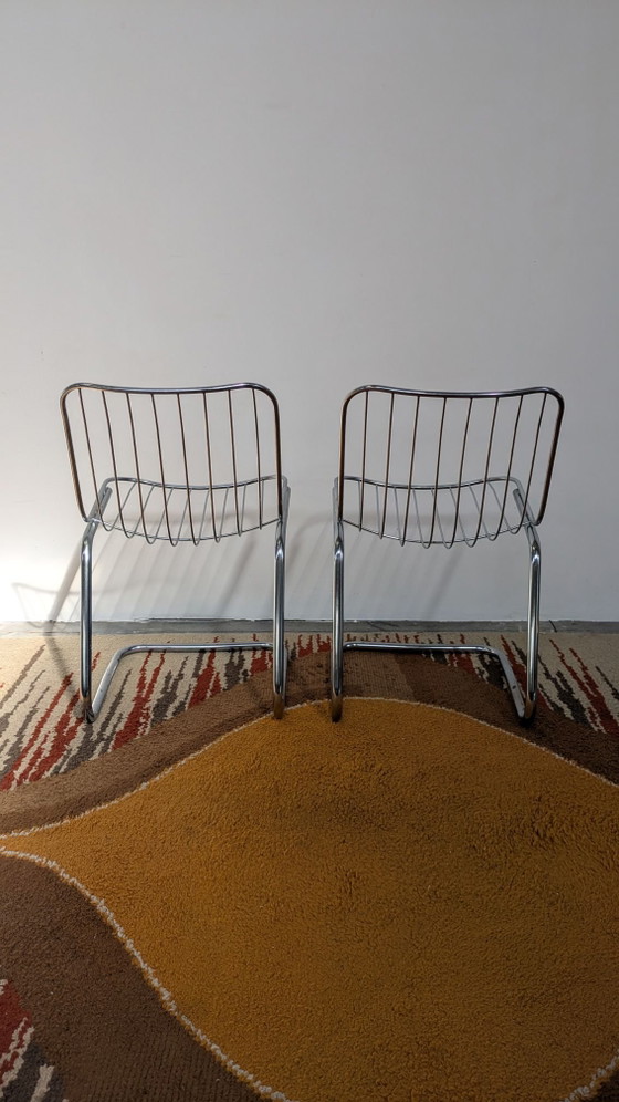 Vintage Space Age Tafel en Stoelen – gastone Rinaldi, Eetkamerset, Glas, Metaal (photo 8 of 10)