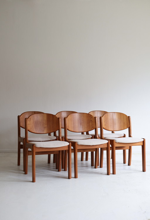 Set van 6 eetkamerstoelen Glostrup Møbelfabrik, Deens jaren 60/70