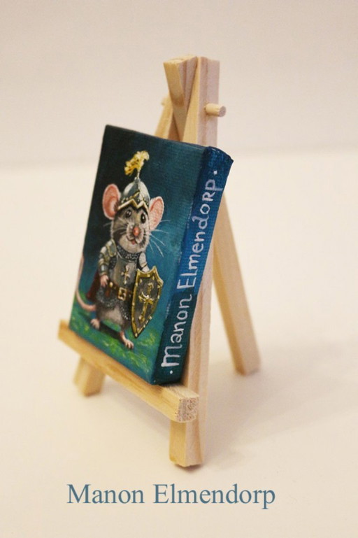 Unique Hand-Painted Little Knight Mouse Painting