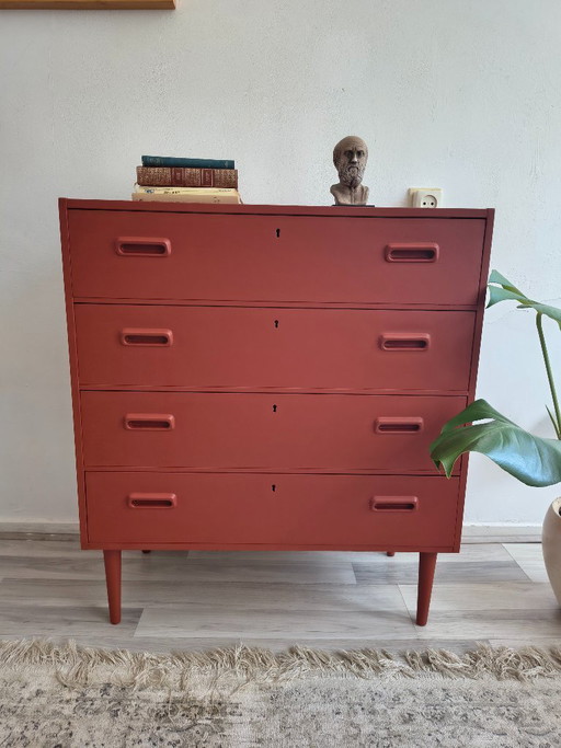 Vintage Swedish Chest of Drawers – Terracotta Red – Mid Century – dressoirs, Wood