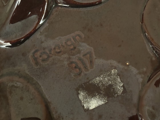 Image 1 of Foreign-West Germany Ceramic - Tripod Fruit Bowl Barbotine Grapes