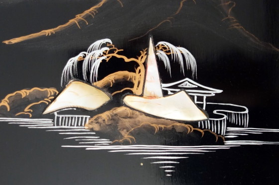 Vier Chinese panelen van gelakt hout en parelmoer, China, jaren 1960 – Decoratieve objecten, Wood, Other (photo 13 of 17)