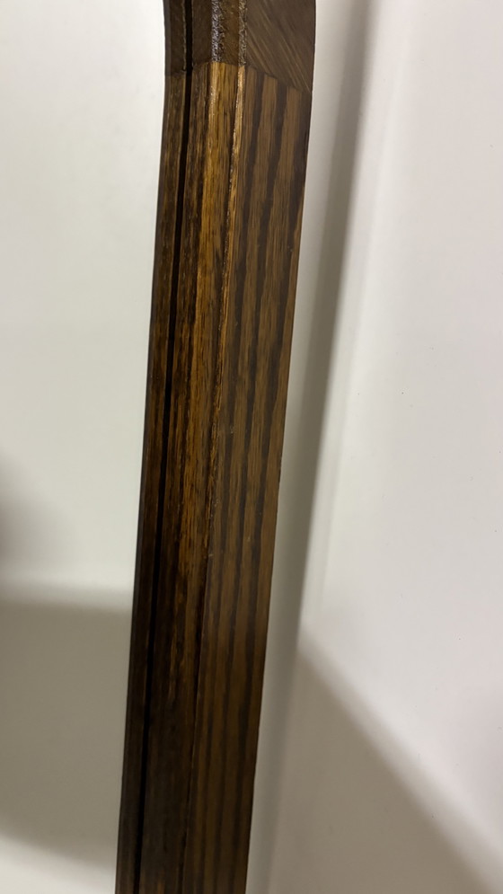 Image 1 of Miroir mural vintage en bois brun foncé de style scandinave Japandi