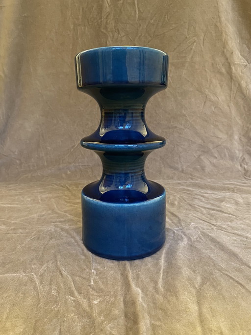Candelabro de cerámica Cari Zalloni Steuler 150/25, esmaltado en azul.