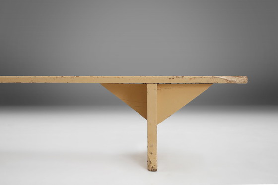 Image 1 of Rustic Hand-Crafted Beige Wooden Bench, France, 1900s