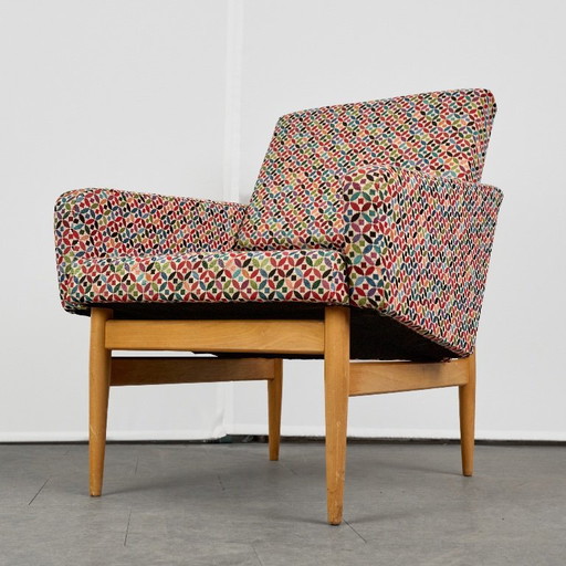 Fauteuil vintage, TON, années 1960, Tchécoslovaquie – Textile, Wood