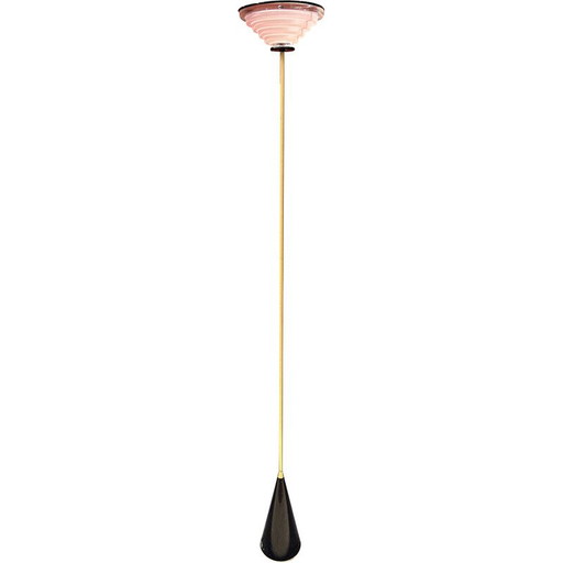 Vintage "Ziggurat" floor lamp in golden brass by Shigeaki Asahara for Stilnovo, 1980