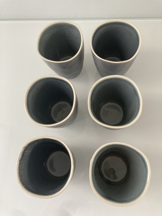 Image 1 of Set Of Six Blue Gray Espresso Cups