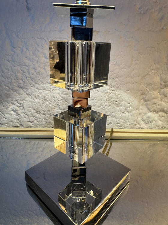 Image 1 of Art Deco lamp in chrome and crystal