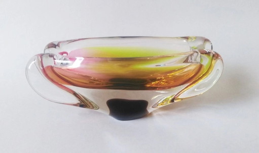 Jozef Rozinek Design modernistische mehrfarbige Glasschale, Novy Bor-Haida 1960