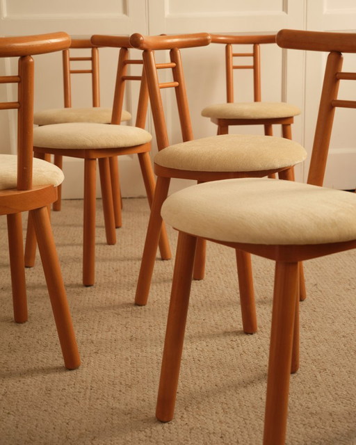 Wood & velvet italian chairs