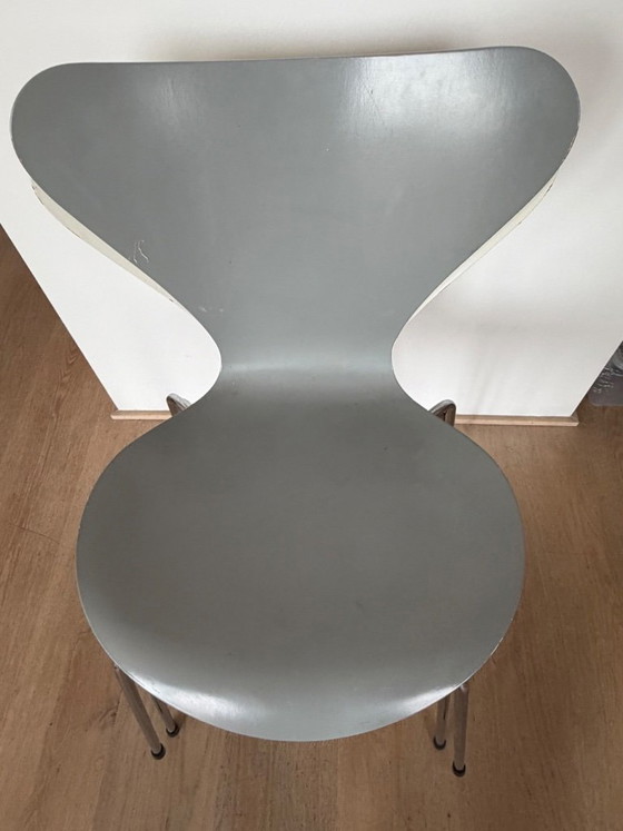 6x Sedie Originali Fritz Hansen Serie 7 (1989), Arne Jacobsen, Sedie da pranzo, Legno, Cromo, Bianco (foto 8 di 12)