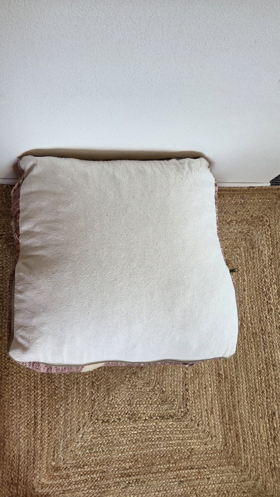 Image 1 of Kelim Berber pouf, vintage handmade seat cushion