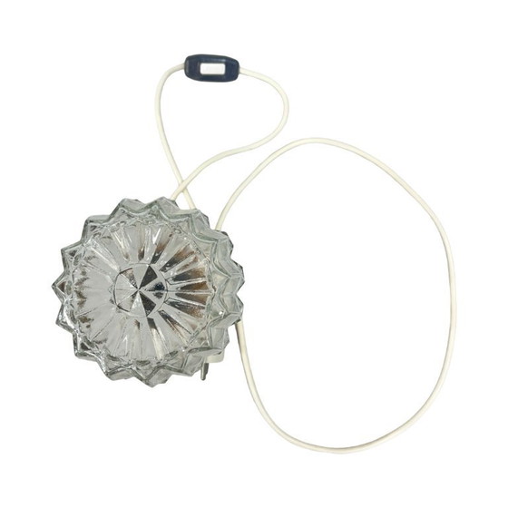 Image 1 of AKA Leuchten – vintage pressed glass and wood bedside lamp, Germany, 1970s.