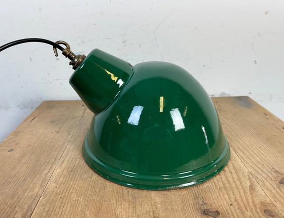 Image 1 of Lampada a sospensione industriale in smalto verde britannico, anni '60