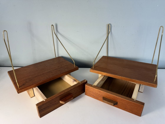Prachtige Set Vintage Deense Nachtkastjes (Jaren '60) – Wood, Brass (photo 7 of 14)