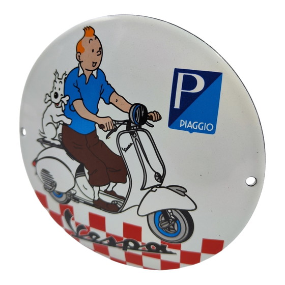 Image 1 of Plaque émaillée Vespa Piaggio Tintin